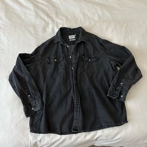 Goodfellow shacket in black jean